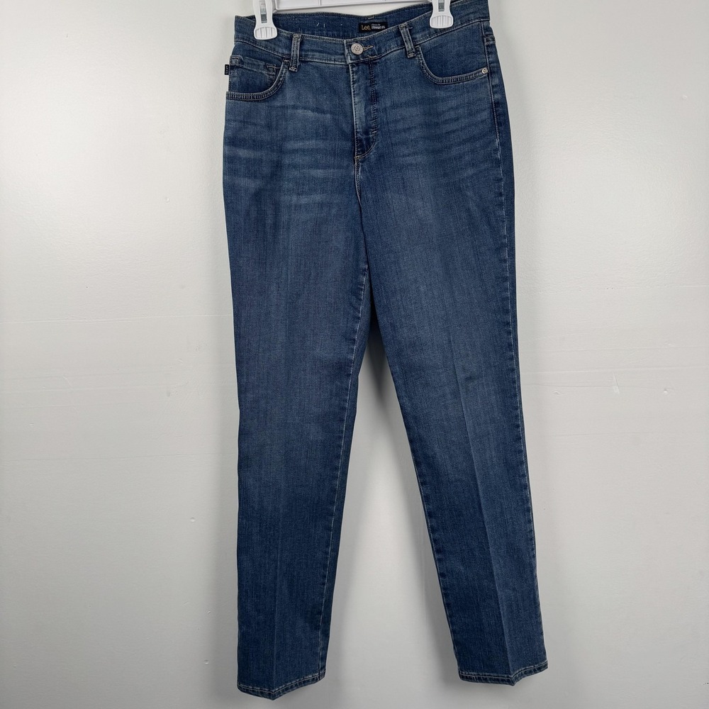 Lee Jeans Womens 10 (29x30) Medium Blue Classic Fit Straight Leg Stretch Pants